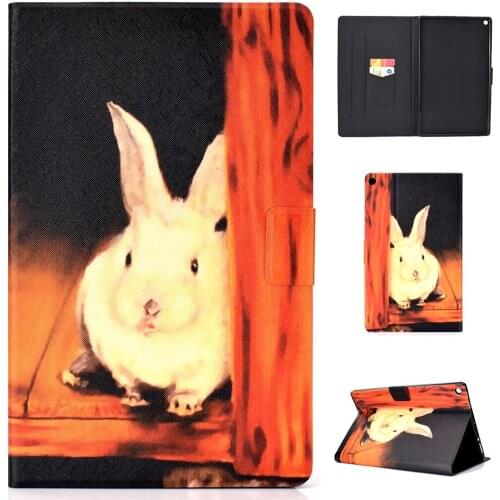 Animal Pattern Case for Amazon Kindle Fire All New Fire HD10 2015 2017 cover Fashion Cat Dog Rabbit Stand Funad with Card Slot