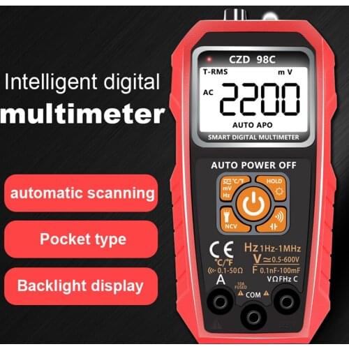 Digital Intelligent Multimeter LCD Display with Backlight Flashilight NCV Direct Current AC Voltage Current Resistance Diode