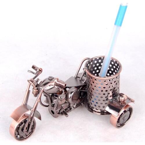 High quality Motorcycle Model Pen Holder Metal Crafts Study Office Desktop Decor Student Gift Desk Organizer Office Accessorie