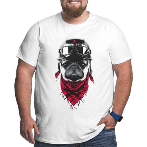 Men Adventurer Pug T Shirts Dog Animal 100% Cotton Tops Round Neck Big Tall Tees Plus Size Big Size Large 4XL 5XL 6XL T-Shirt