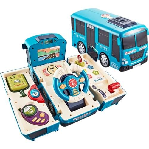 Baby Toy Multifunction Bus Deformation Toy Child Early Educational Multifunctional Car Driving Simulation Toy with Music Light