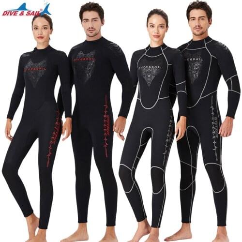 Wolf Totem Men Women 3 MM Neoprene Diving Suit Warm Mercerized Velvet Lining Winter Fishing Suit One-Piece Wetsuit Black Zipper