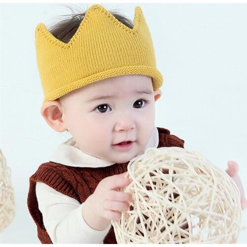 Hot and nice design Woolen Yarn Cute Baby Boys Girls Crown Knit Headband Hathair accessories hat tiaras infantil