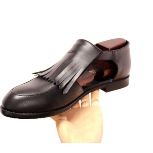 High top shoes for men round men sandals classics genuine leather fringe retro handmade summer casual shoes