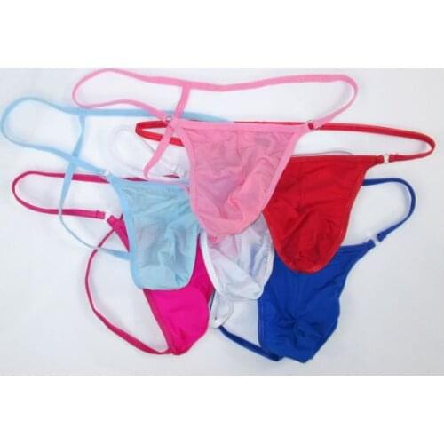 Mens Sexy G-String Thong Contoured Pouch with rings T420 stretchy Silky Soft Underwear nylon spandex