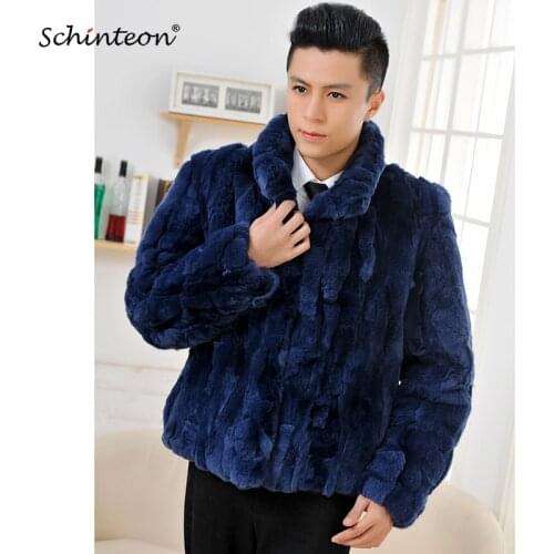 Mens 100% Real Genuine Rex Rabbit Fur Jacket Coat Outwear Top Quality Custom Made Warm Winter Windbreaker Gift