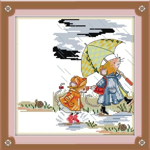 After school cross stitch kits cartoon animal baby Aida count 18ct 14ct 11ct printed embroidery DIY handmade needlework supply