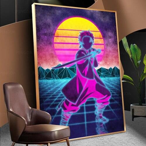 Wall Art Canvas Print Cool Purple Demon Slayer Posters Painting Anime Picture GiftHome Decor Living Room Modern Artwork Modular