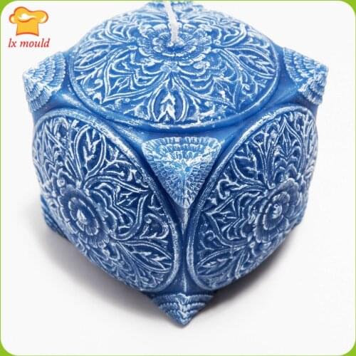 LXYY New Square Column Carved Embossed Candle Mould Exquisite Geometric Silicone Molds
