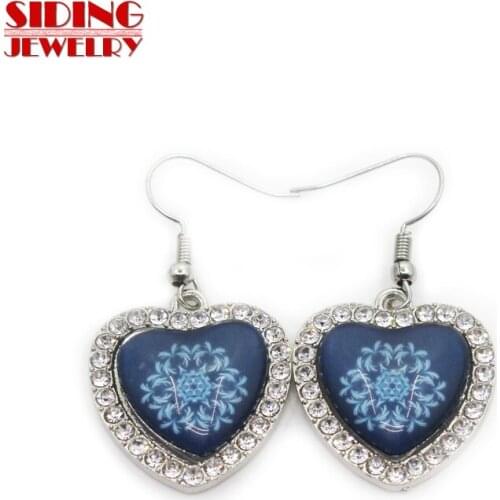 2018 New Arrival 5pair/lot Snowflakes Style 14 Crystal Heart Earring Earrings Charms Fashion Pendientes DIY Jewelry Charms