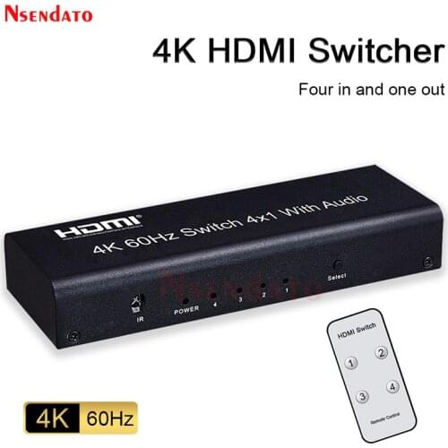 4K 60HZ HDMI Switch 4x1 HDMI 2.0 Audio Switcher Audio Video Speed Converter switch for PS4 DVD PC To TV HDTV Monitor Projector