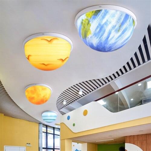 Hand-drawn Pattern Moon Acrylic ceiling lights bedroom childrens room living room eight planet decorative ceiling lamp fixtures