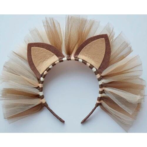 Lion Tulle Headband for Girls Baby Birthday Party Hair Accessories Kids Lion Halloween Costume Headbands Hard Plastic Headwear