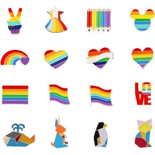 Rainbow Brooch LGBT Creative Love Flag Sun Flower Badge Bag Pin