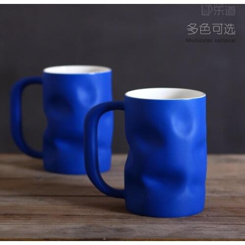 Klein Blue Jingdezhen Handmade Ceramic Coffee Mug Funny Travel Creative Mugs Large China Bone Coffee Cup Tazas De Cafe Brief