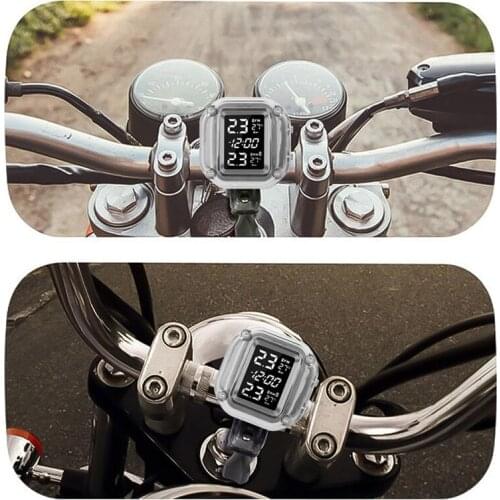Motorcycle TPMS Tire Temperature And Tire Pressure Monitoring System LCD Screen 2PCS External Sensor USB Quick Charge Universal