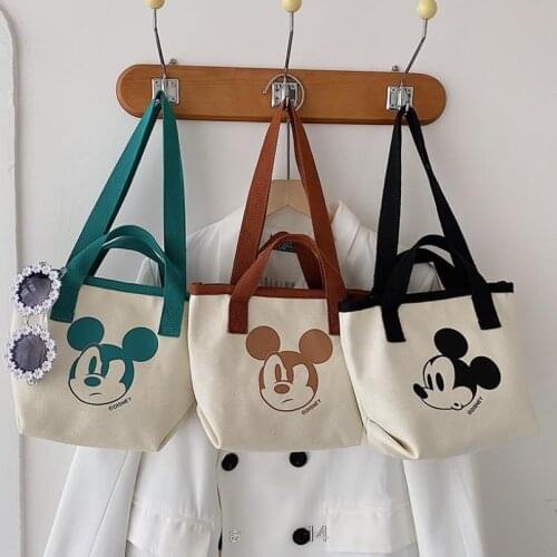 Disney Mickey Girl Shoulder Bag Minnie Cartoon Tote Bag Lady Canvas Bag Shopping Bag Large Capacity Bag