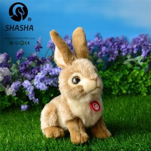 Light yellow squatting rabbit 25cm plush toy rabbit doll birthday gift d892