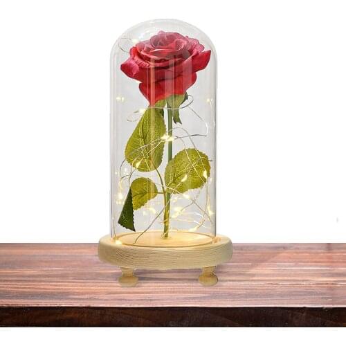 LED Rose In Glass Led Lights Dome Flower Gift For Girlfriend Mom Wife