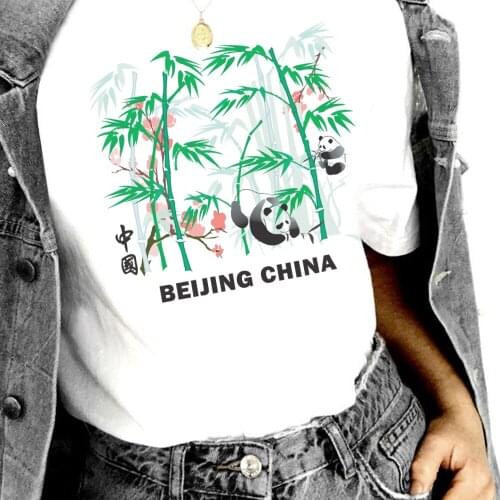 Chinese Style Panda Vintage T Shirt Short Sleeve Oversized Grunge Aesthetic Cute Tops Tumblr Fashion Streetwear Womens T-Shirts