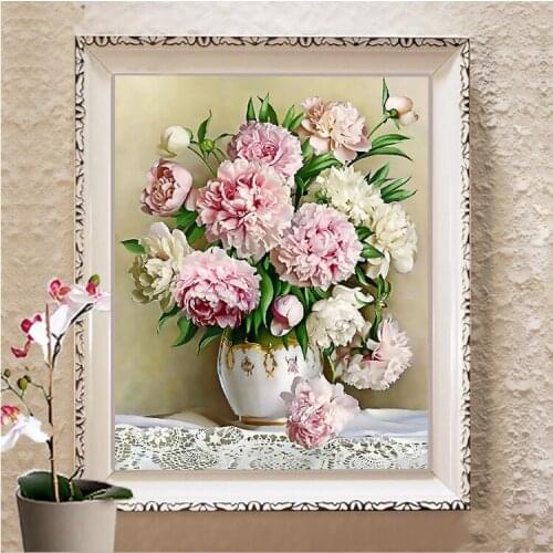 Cross Stitch New Living Room Dining Room Bedroom Significantly Hanging Painting Simple Modern Peony Vase Flower Figure