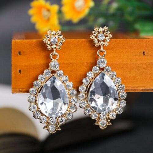 Luxury Crystal Pendant Earrings Big Long Water Drop Earrings Women Fashion Party Wedding Bridal Jewelry Wholesale Gifts