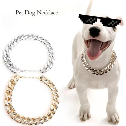 1Pc Pet Dog Collars Plastic Gold Dog Tag Collar Cute Puppy Necklace Chain Pets Cats Collar Leads Jewelry Accessories Supplies
