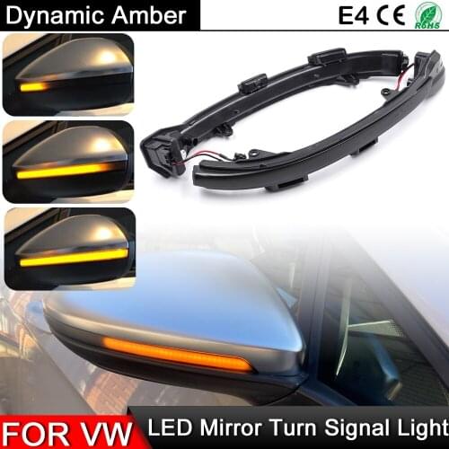 1 Pair For VW Golf 7 Golf Sportsvan Touran MK2 Smoked LED Side Rearview Mirror Light Dynamic Amber Turn Signal Indicator Lamp