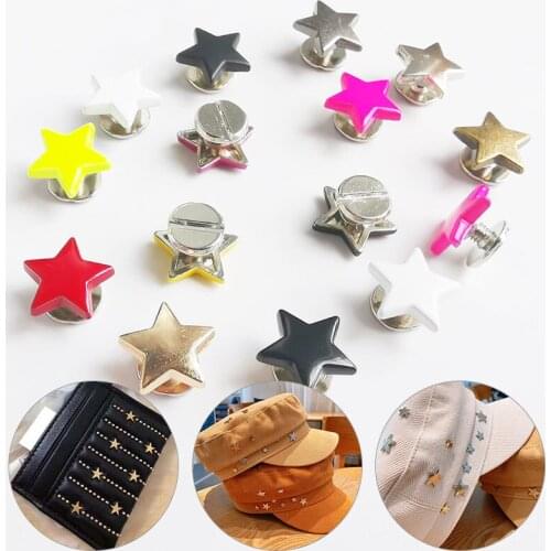 10PCS Five Points Star Pentacle Punke Rivets Cap Stud Leather Craft Belt Hat Wallet Bag Shoe Garment Jewelry Accessories