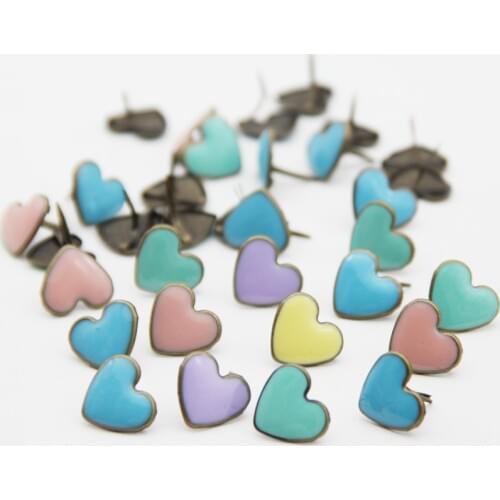 20pcs16mm Mixed Metal Lovely Heart Brads For Scrapbooking Embellishment DIY Photo Album Decor Wedding Craft Fastener Making Gift