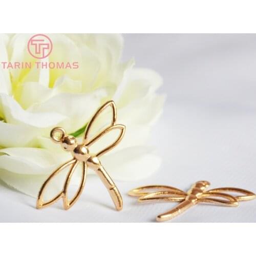 20PCS 33*27MM Champagne gold color Zinc Alloy Dragonfly Charms Pendants Diy Jewelry Findings Accessories Wholesale