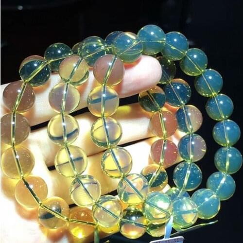 3A BLUE Mexico Amber round 10/12/14/16/18/20mm bracelet 7.5inch FPPJ nature beads