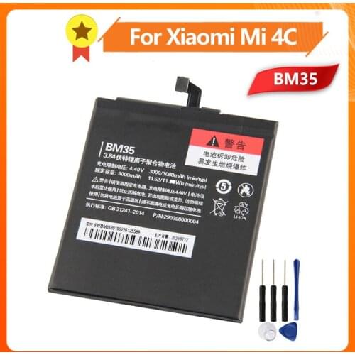 Mi BM35 Phone Battery For Xiao mi 4C Mi4c BM35 3080mAh Replacement Battery + Tool