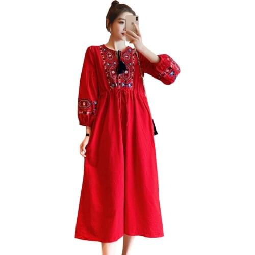 Pregnant Women Installed 2020 Autumn New Style Korean-style Fashion Embroidery Tassel Lace-up Pregnant Women Dress
