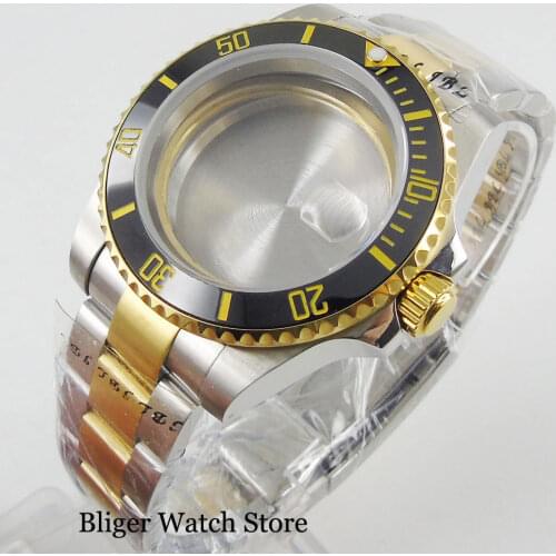 Wristwatch Automatic Case for NH35 NH35A NH36 NH36A Movement Two-Tone Bracelet Sapphire Crystal Ceramic Bezel Insert