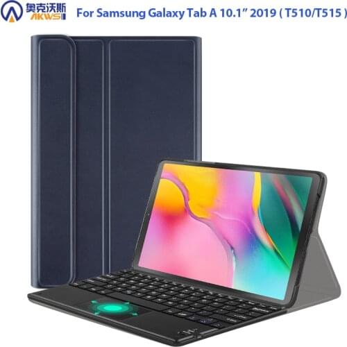 Touch Pad Keyboard Case for Samsung Galaxy Tab A 10.1 2019, SM T510 T515 Tablet Leather Case with Trackpad Keyboard Detachable