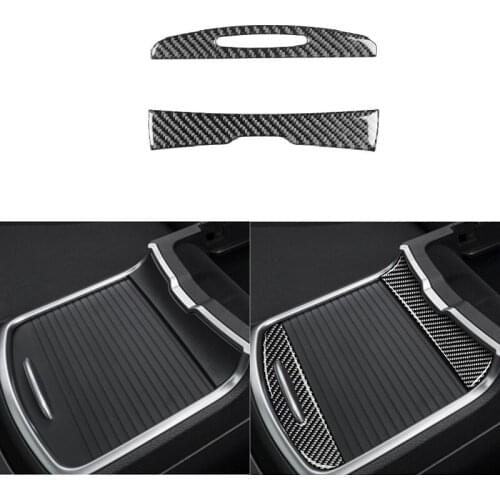 Carbon Fiber Storage Door Decorative Center Control Cup Holder Cover Sticker For Dodge Charger LD 2015+ Car Interior Accessories