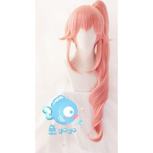 FGO Fate Grand Order Extra Servant Caster Tamamo No Mae Long Pink Ponytail Straight / Curly Cosplay Synthetic Hair +Free Wig Cap