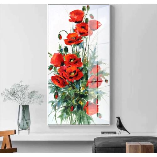 Huacan Full Drill Diamond Painting Kits Flower Wall Stickers Mosaic Poppy Flower Decorations For Home