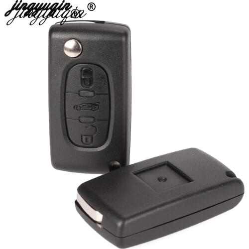 Jingyuqin 10pcs 2/3 B Car key Case for Peugeot 207 307 308 407 607 807 For Citroen C2 C3 C4 C5 C6 Flip Folding Car Key Shell