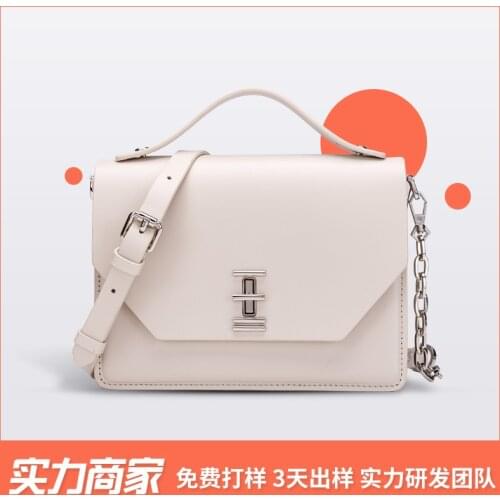 2021 New Solid Color Envelope Postman Shoulder Messenger Bag Retro Genuine Leather Chain Organ Portable Handbag