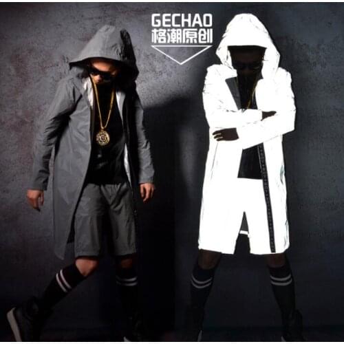 Hooded jacket men Cloak with super reflective effect clothes mens jackets and coats jaqueta masculina chaqueta hombre