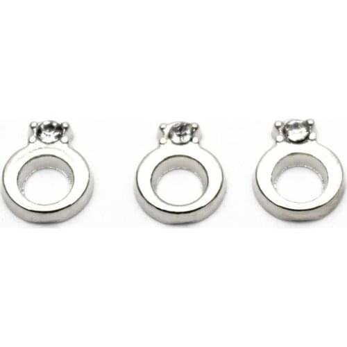 Hot Sale 10pcs/lot Silver Ring Rhinestone Floating Charms Fit Glass Memory Floating Lockets Pendant Necklace DIY Jewelry