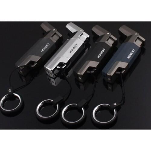 Metal Torch Spray Gun Jet Lighter Turbo Windproof Butane Gas Cigarette Lighter Inflatable Gasoline Curved Mouth Cigar Outdoor