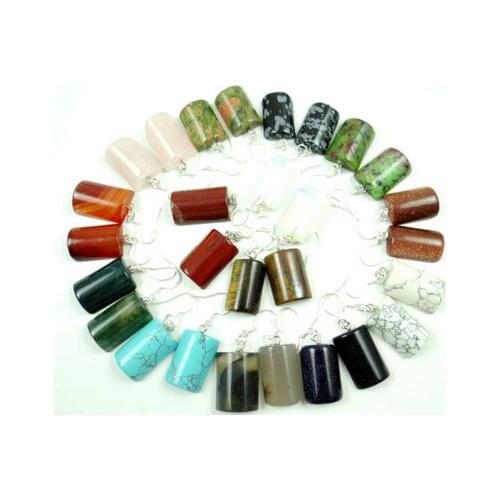 Natural stone tiger eye Turquoises Quartz Crystal Opal semicircle earring pendant for diy Jewelry making earring Accessories