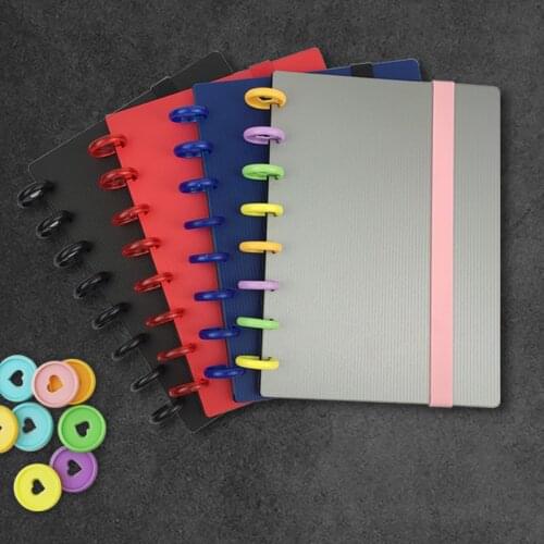 A5 Mushroom Hole Loose Leaf Notebook Shell Vertical Stripe Cover DIY Accessories Disc Binding Ring Elastic Strap Notepad Binding