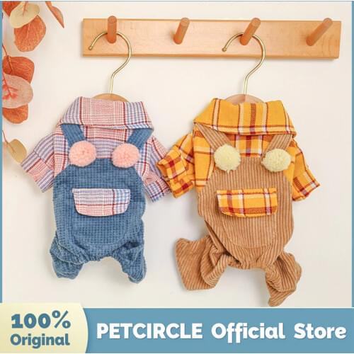 PETCIRCLE Dog Puppy Clothes Double Ball Checked Overalls Fit Small Dog Pet Cat All season Pet Cute Costume Dog Clothes Dog Coat