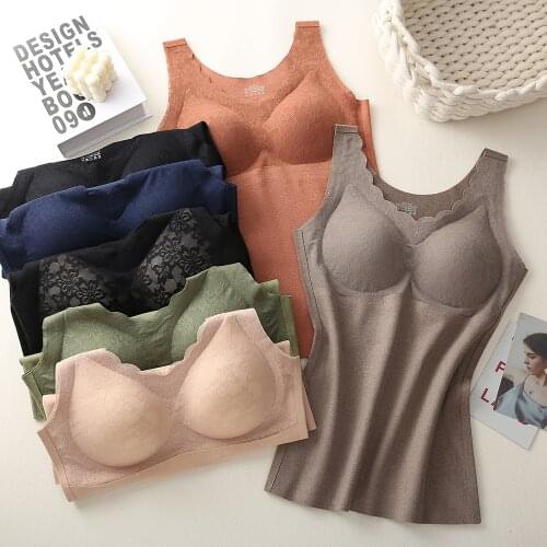 Fall & Winter New Heating German Velvet Warm Vest Latex Underwear Women Bottoming Wear Slim Waistcoat With Chest Pad