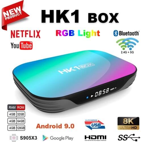 HK1 S905 X3 Android 9.0 Smart TV Box 64GB 128GB Amlogic S905 X3 USB3.0 H.265 4K 60fps Google Player Youtube Set Top Box Player