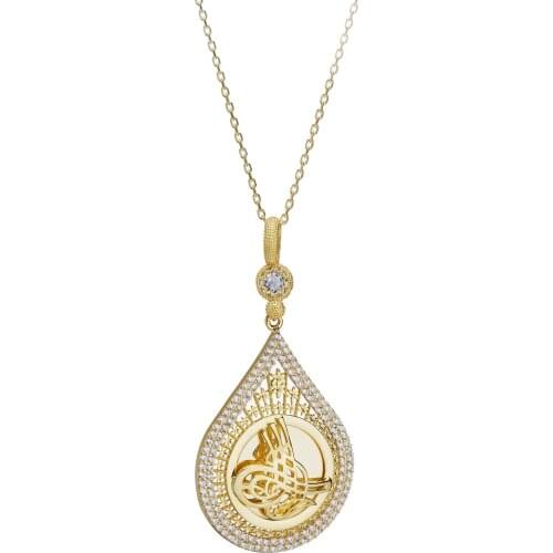 Ottoman The Tural Gold Plated Silver Drop Madalyan necklace